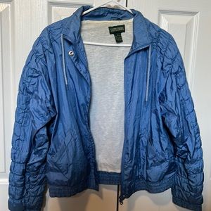 Ruffled, blue long sleeved jacket